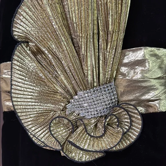 80s Avant-Garde Elegant Black and Gold Strapless Cocktail Dress - Picture 6 of 9